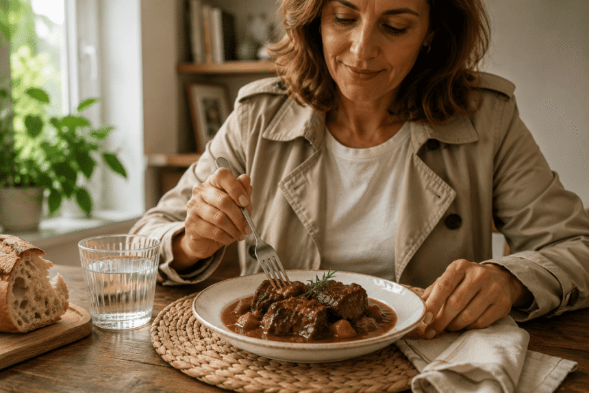mujer-comiendo-plato-preparado-gourmet (1) Conservas gourmet: comer bien sin cocinar ya es posible
